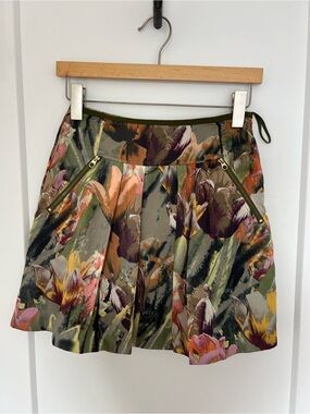Ted Baker Olive Multi Floral Circle Skirt